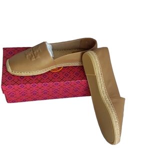 Tory Burch Tan Leather Espadrille Flats